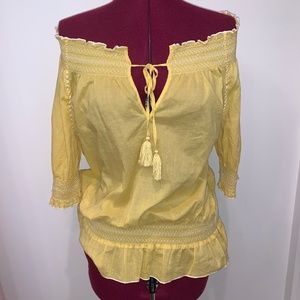 Tory Burch Off the Shoulder Yellow Top